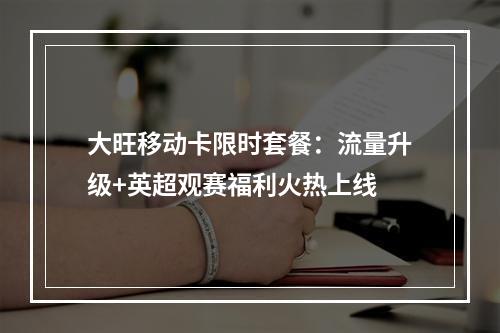 大旺移动卡限时套餐：流量升级+英超观赛福利火热上线