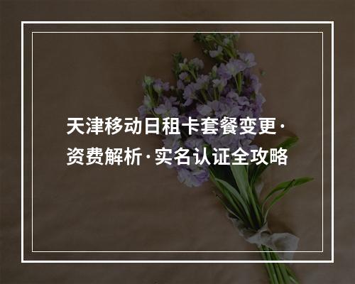 天津移动日租卡套餐变更·资费解析·实名认证全攻略