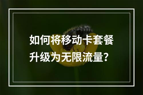 如何将移动卡套餐升级为无限流量？