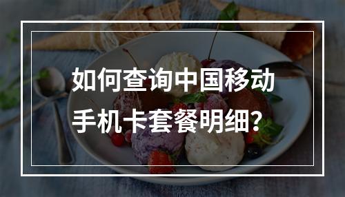 如何查询中国移动手机卡套餐明细？