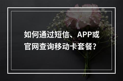 如何通过短信、APP或官网查询移动卡套餐？