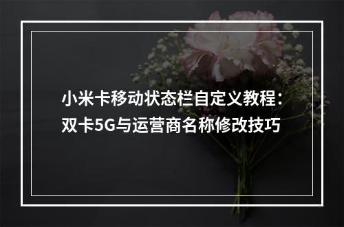 小米卡移动状态栏自定义教程：双卡5G与运营商名称修改技巧