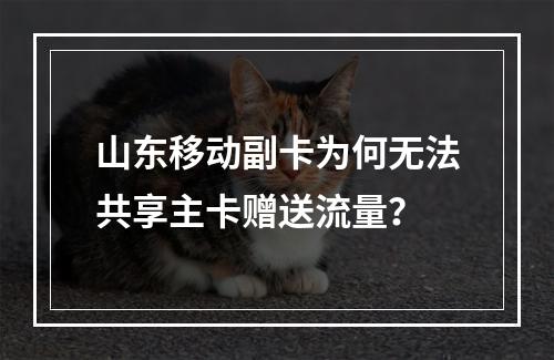 山东移动副卡为何无法共享主卡赠送流量？