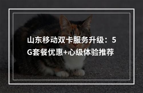 山东移动双卡服务升级：5G套餐优惠+心级体验推荐