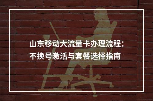 山东移动大流量卡办理流程：不换号激活与套餐选择指南