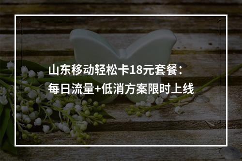 山东移动轻松卡18元套餐：每日流量+低消方案限时上线