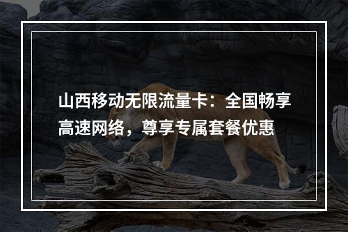 山西移动无限流量卡：全国畅享高速网络，尊享专属套餐优惠