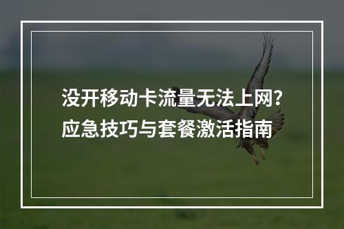 没开移动卡流量无法上网？应急技巧与套餐激活指南