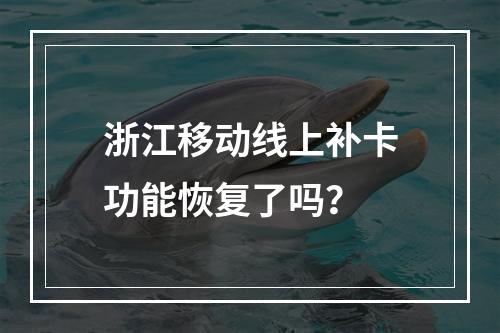 浙江移动线上补卡功能恢复了吗？