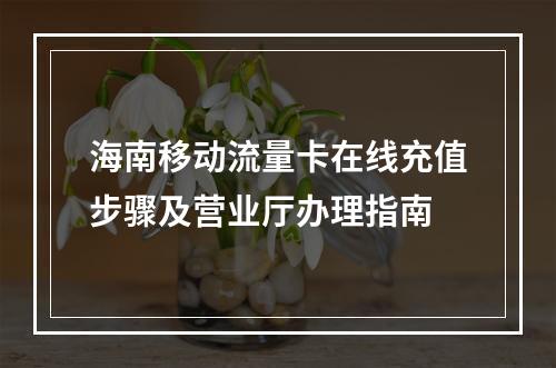 海南移动流量卡在线充值步骤及营业厅办理指南