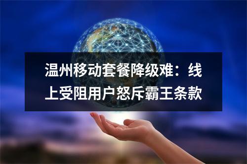 温州移动套餐降级难：线上受阻用户怒斥霸王条款
