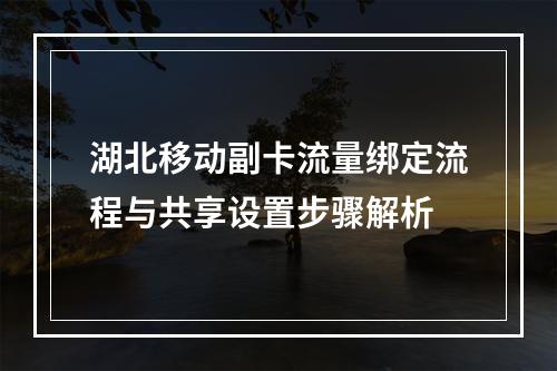 湖北移动副卡流量绑定流程与共享设置步骤解析