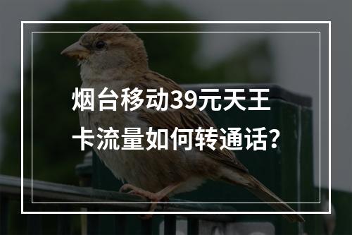 烟台移动39元天王卡流量如何转通话？
