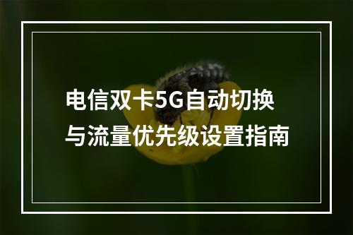 电信双卡5G自动切换与流量优先级设置指南