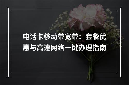 电话卡移动带宽带：套餐优惠与高速网络一键办理指南