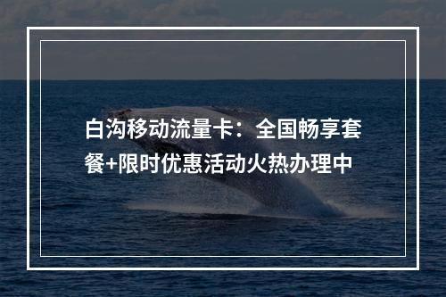 白沟移动流量卡：全国畅享套餐+限时优惠活动火热办理中