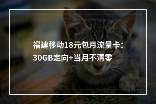 福建移动18元包月流量卡：30GB定向+当月不清零