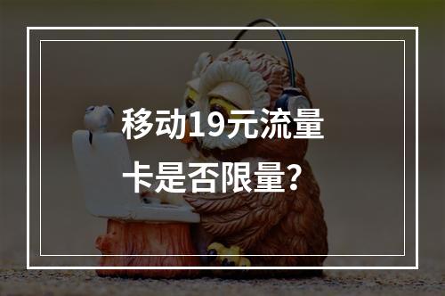 移动19元流量卡是否限量？