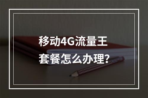 移动4G流量王套餐怎么办理？