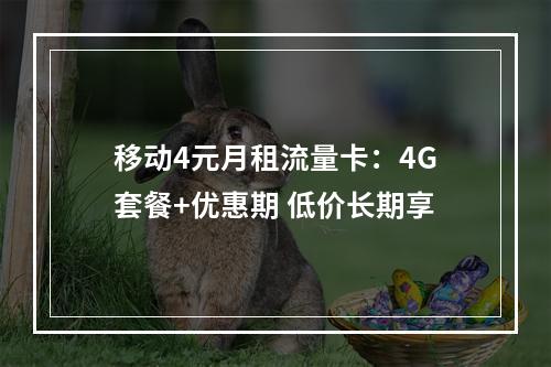 移动4元月租流量卡：4G套餐+优惠期 低价长期享