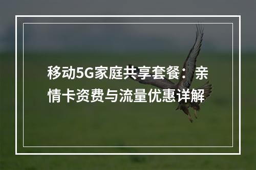 移动5G家庭共享套餐：亲情卡资费与流量优惠详解
