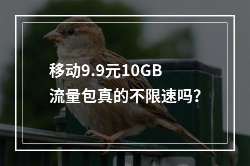 移动9.9元10GB流量包真的不限速吗？