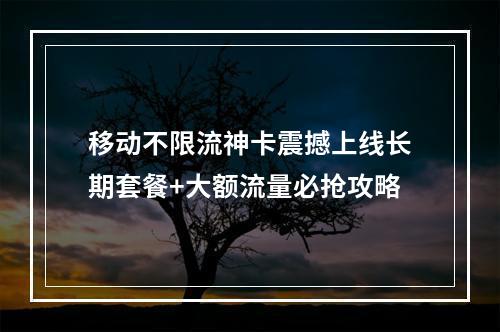 移动不限流神卡震撼上线长期套餐+大额流量必抢攻略