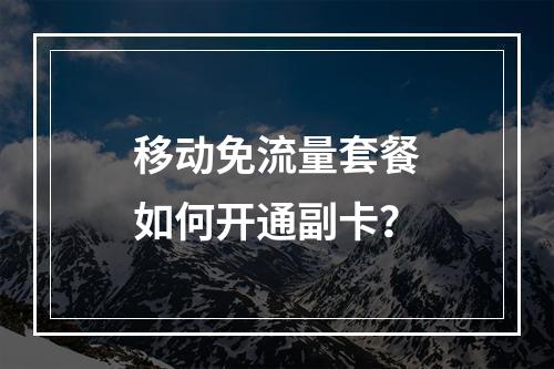 移动免流量套餐如何开通副卡？
