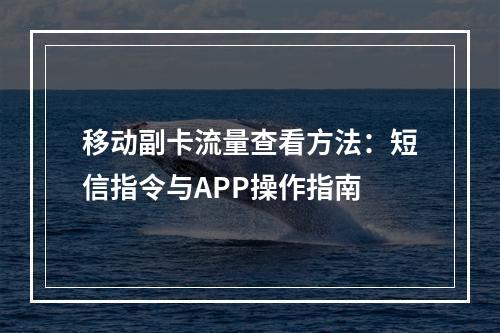 移动副卡流量查看方法：短信指令与APP操作指南