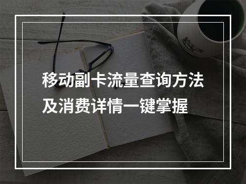 移动副卡流量查询方法及消费详情一键掌握