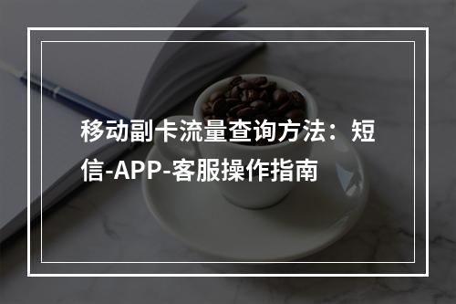 移动副卡流量查询方法：短信-APP-客服操作指南