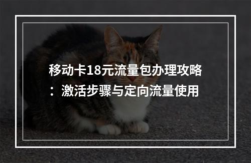移动卡18元流量包办理攻略：激活步骤与定向流量使用
