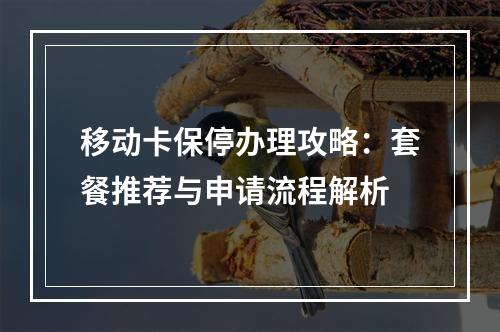 移动卡保停办理攻略：套餐推荐与申请流程解析