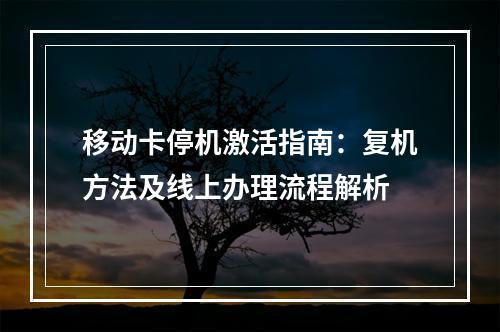 移动卡停机激活指南：复机方法及线上办理流程解析