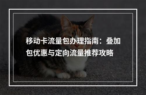 移动卡流量包办理指南：叠加包优惠与定向流量推荐攻略