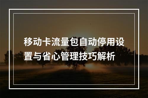 移动卡流量包自动停用设置与省心管理技巧解析