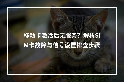 移动卡激活后无服务？解析SIM卡故障与信号设置排查步骤