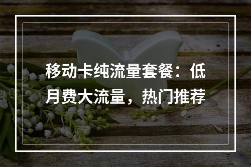 移动卡纯流量套餐：低月费大流量，热门推荐