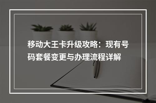 移动大王卡升级攻略：现有号码套餐变更与办理流程详解