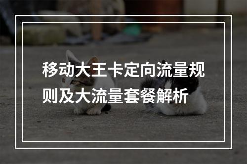 移动大王卡定向流量规则及大流量套餐解析