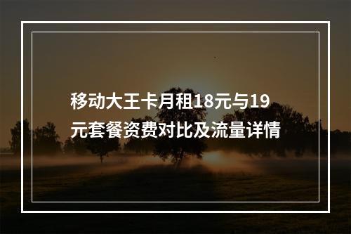 移动大王卡月租18元与19元套餐资费对比及流量详情