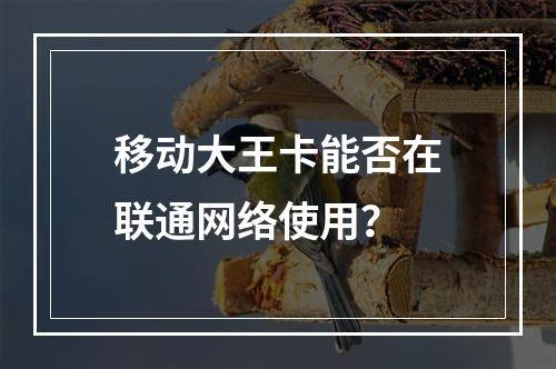 移动大王卡能否在联通网络使用？