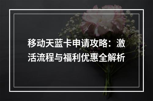 移动天蓝卡申请攻略：激活流程与福利优惠全解析