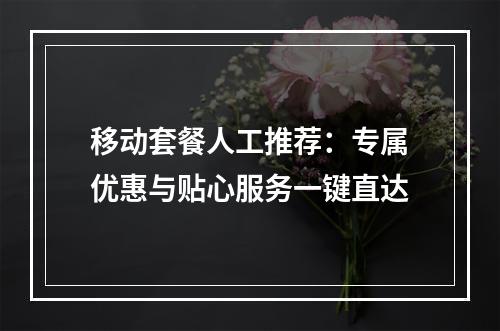 移动套餐人工推荐：专属优惠与贴心服务一键直达