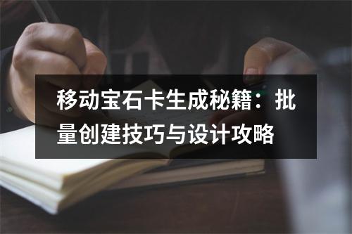 移动宝石卡生成秘籍：批量创建技巧与设计攻略