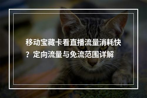 移动宝藏卡看直播流量消耗快？定向流量与免流范围详解
