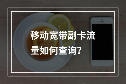 移动宽带副卡流量如何查询？