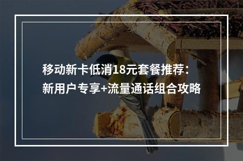 移动新卡低消18元套餐推荐：新用户专享+流量通话组合攻略