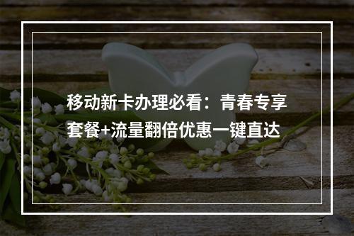 移动新卡办理必看：青春专享套餐+流量翻倍优惠一键直达