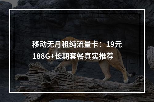 移动无月租纯流量卡：19元188G+长期套餐真实推荐